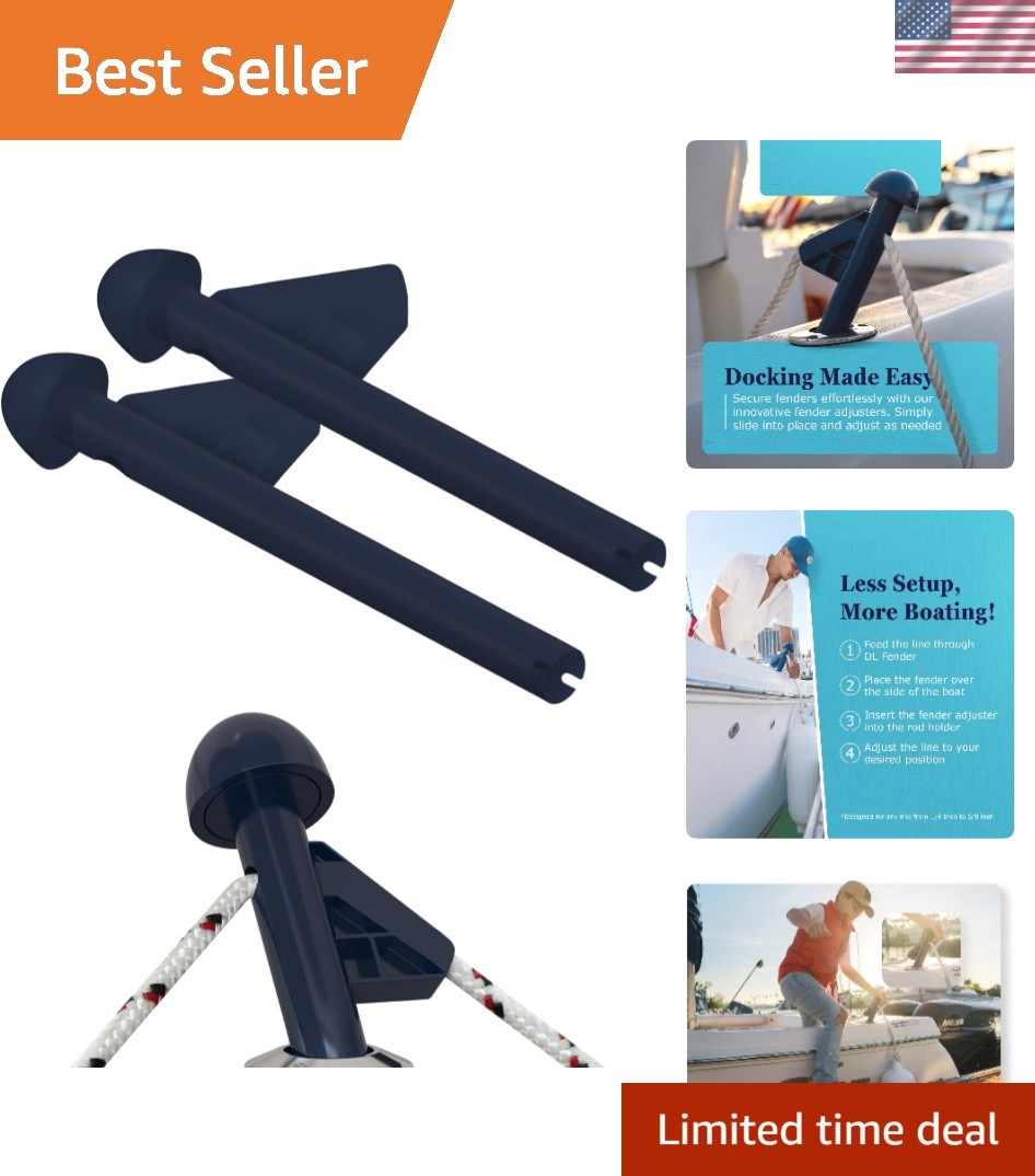 Boat Fender Rod Holder 2 Pack Fiberglass Navy Blue Universal Mounting