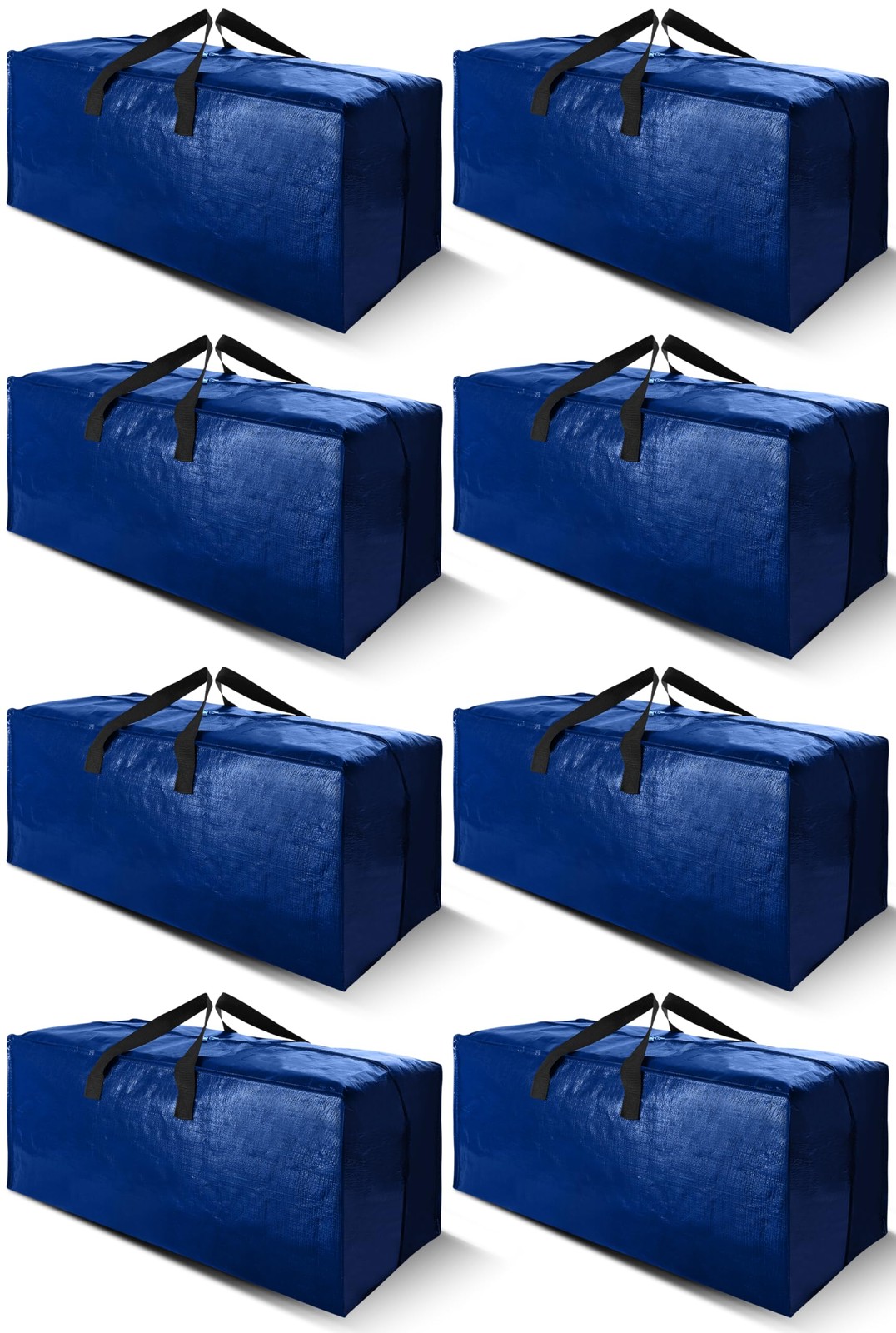 Heavy Duty Extra Large Moving Bags Backpack Straps Handles Zippers Blue 8 PCS