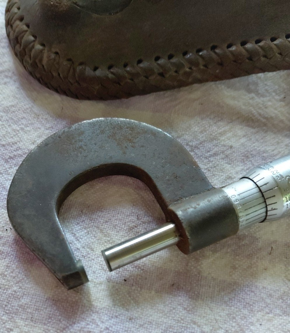 brown sharp micrometer and leather pouch