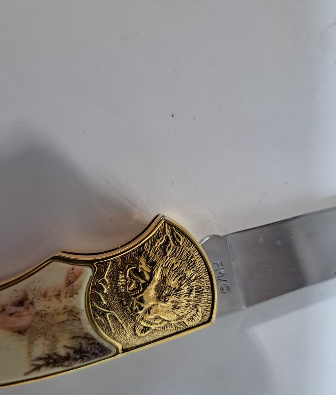 Franklin Mint Folding Collector Knife, Wild Boar Pattern, New