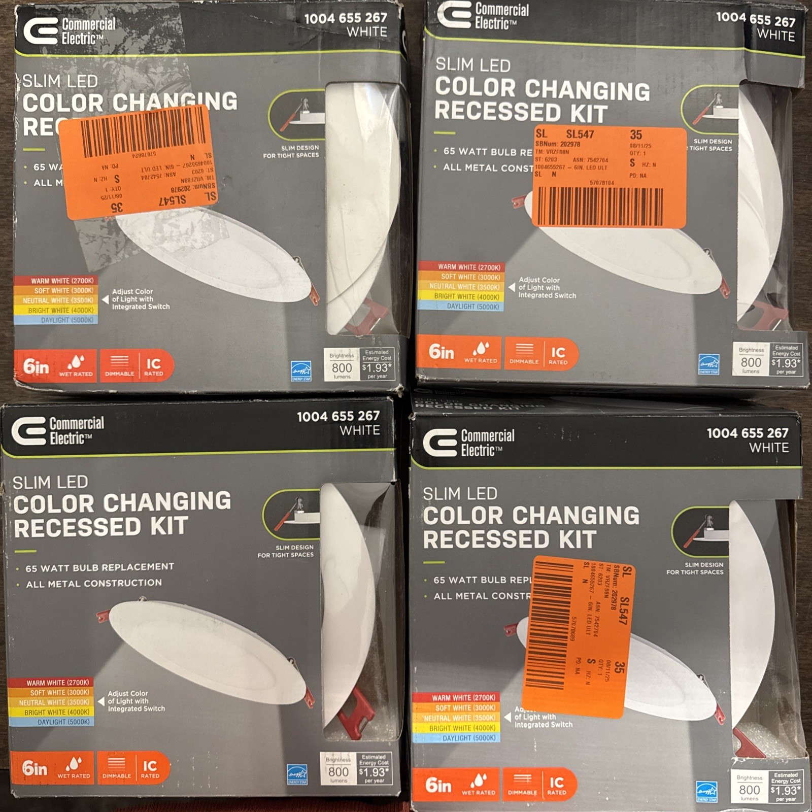 4-PK Commercial Electric LED Recessed Light 6” Ultra Slim 1004 655 267