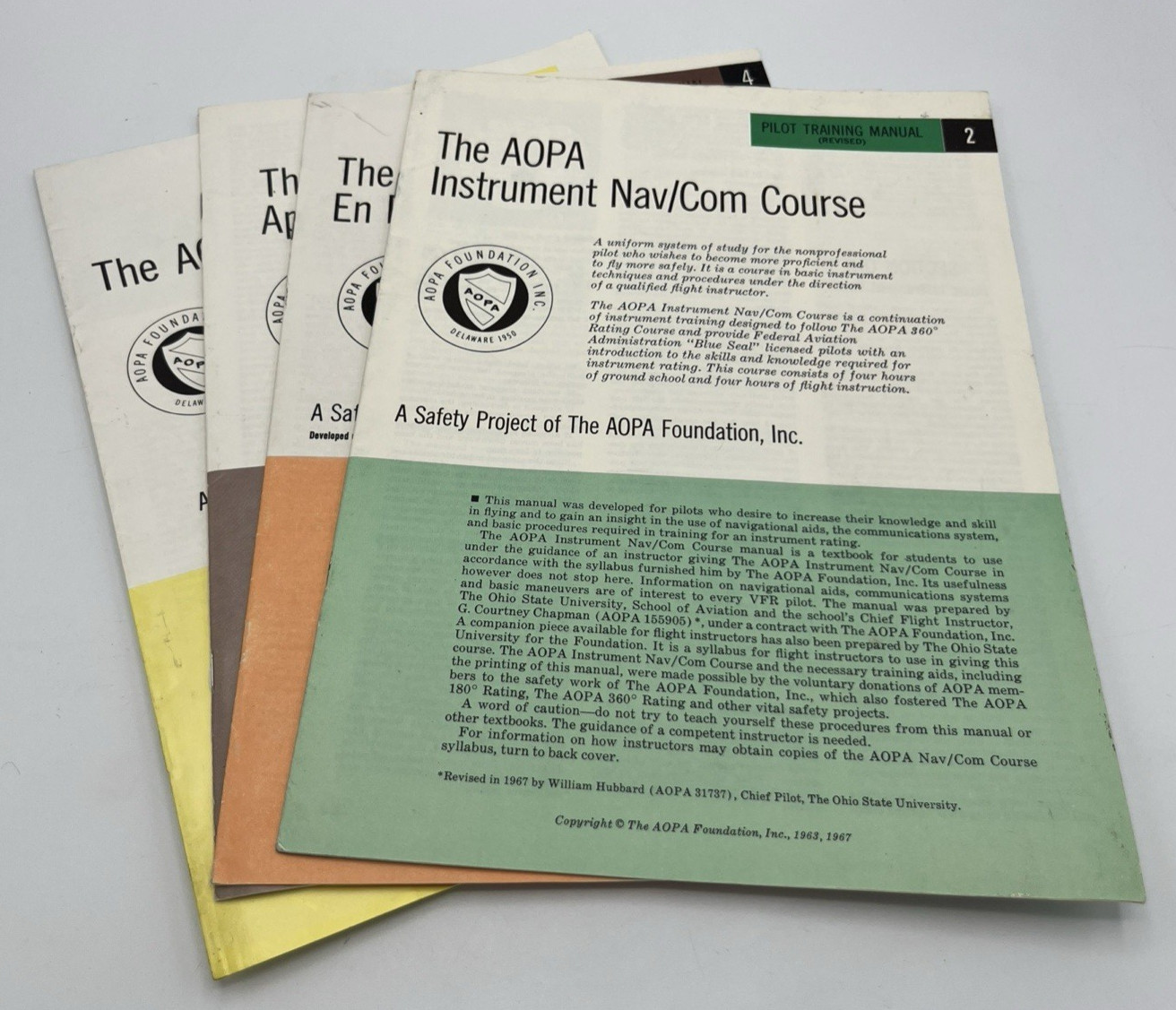 The AOPA Training Manual Booklet 1960s AOPA Foundation Inc Set of 4