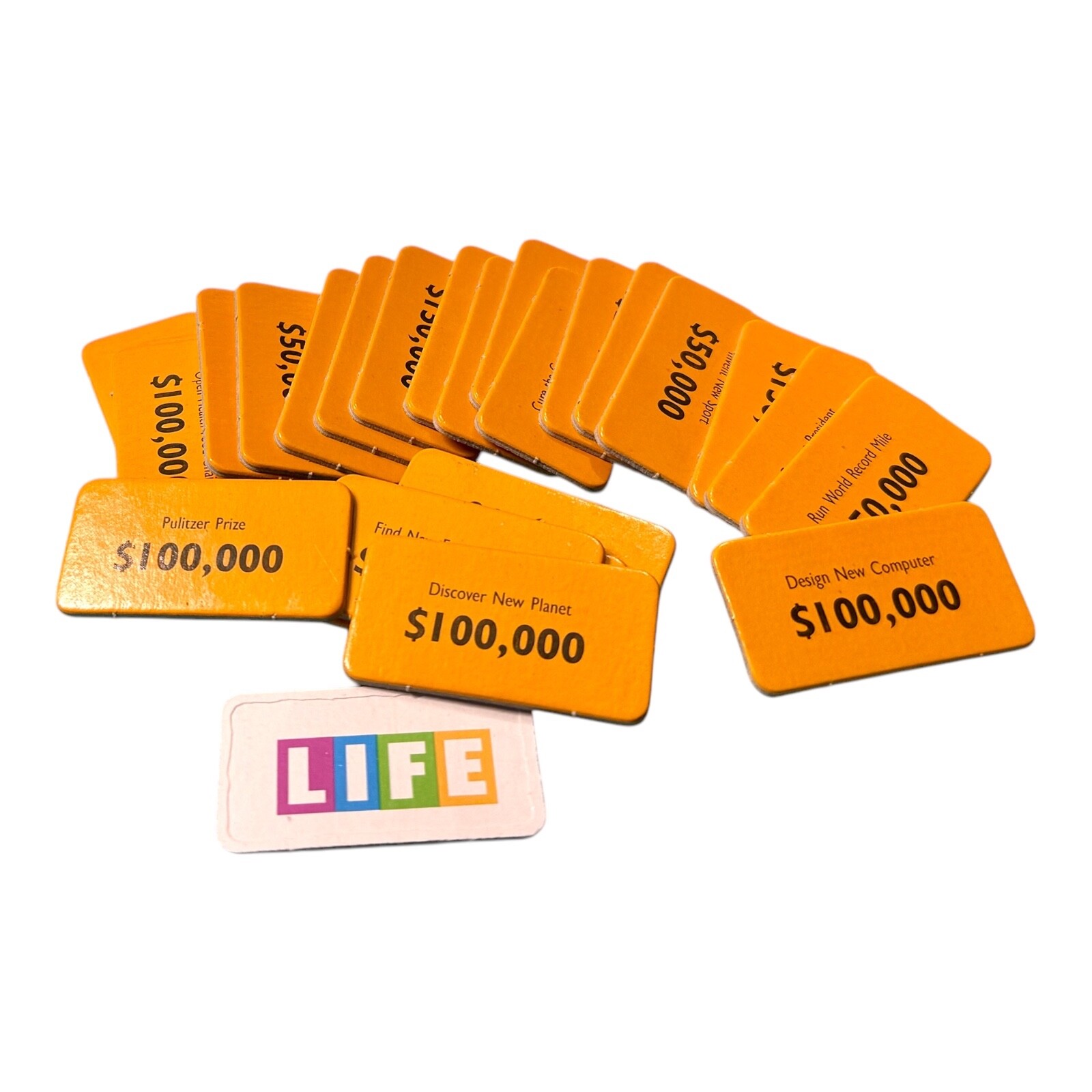 The Game of Life Game Replacement LIFE Tiles - Complete Set of 25 - Orange 1991