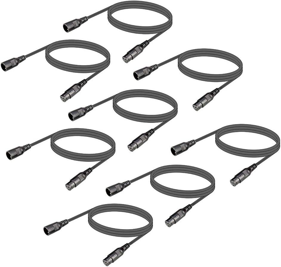 4 Packs 3 Pin DMX Cables Male Female XLR Patch Cables, Cable DMX 1.2M 4Ft XLR Ma