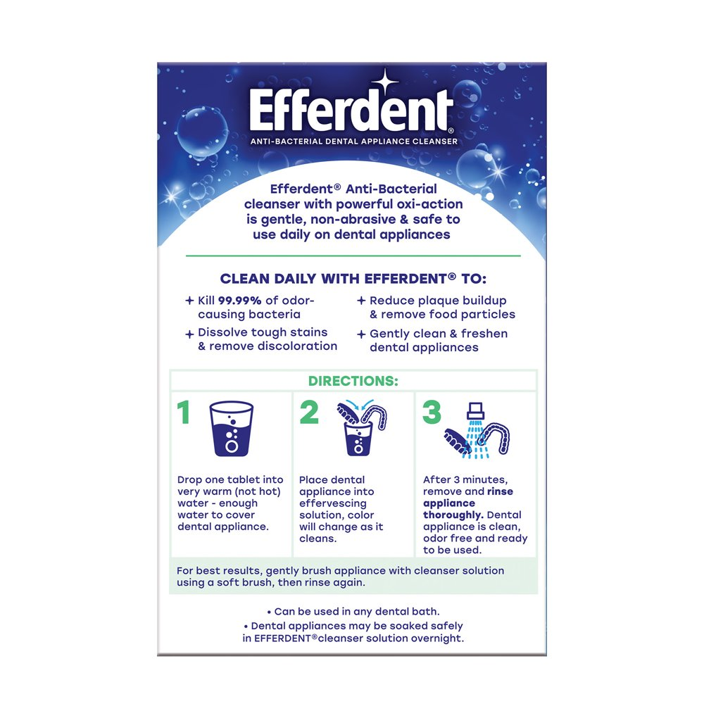 Efferdent Retainer & Denture Cleaner Tablets, Minty Fresh & Clean, 126 Count