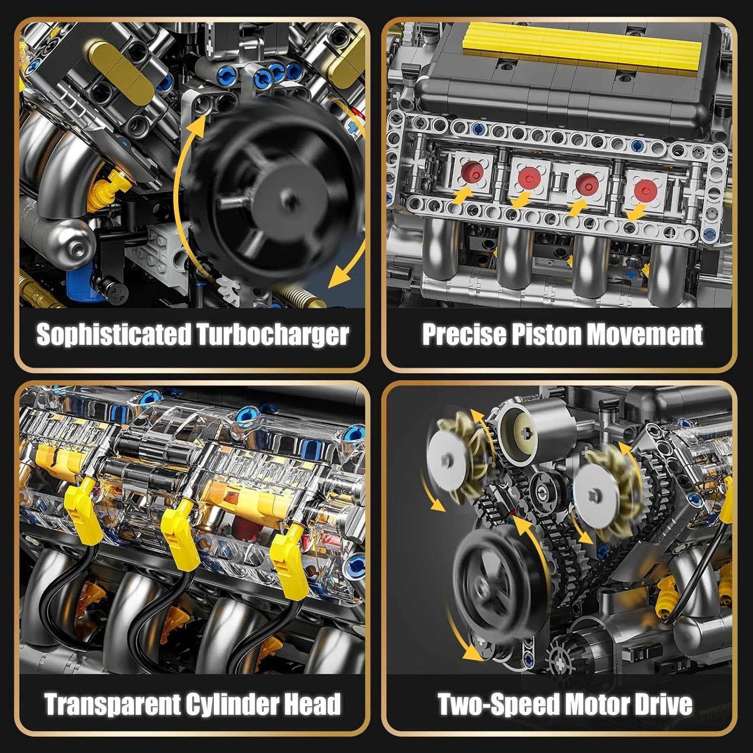 V8 Engine Model Building Kit That Runs - Visible Mini V8 Engine Kit for Adults &