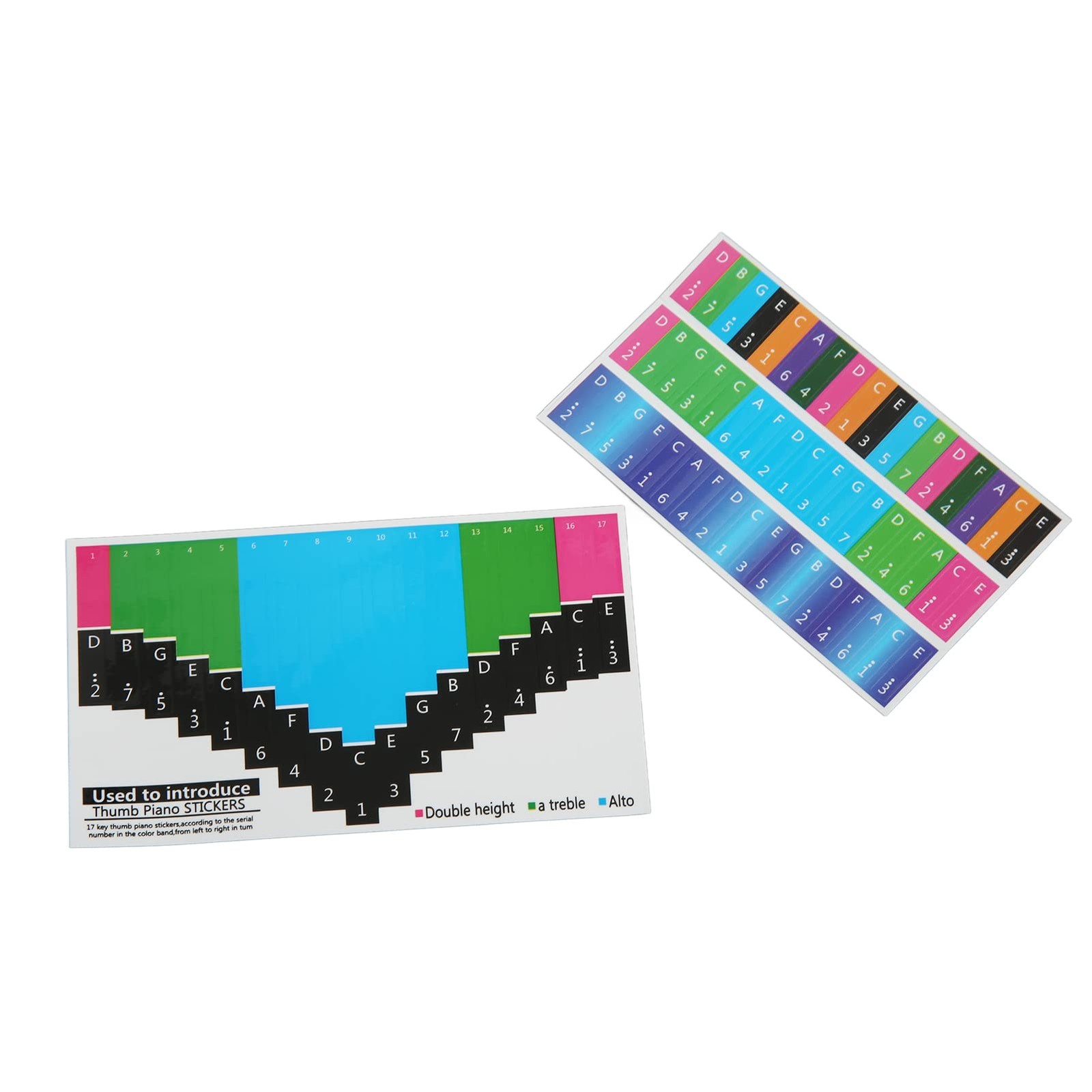 Kalimba Scale Sticker, Beautiful 17 tone thumb piano universal, Colorful
