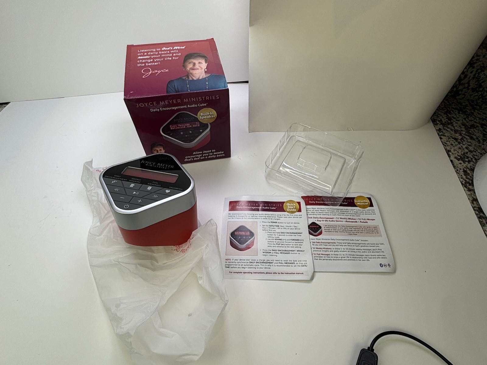 Joyce Meyer Ministries Daily Encouragement Audio Cube Built In Speaker OPEN BOX