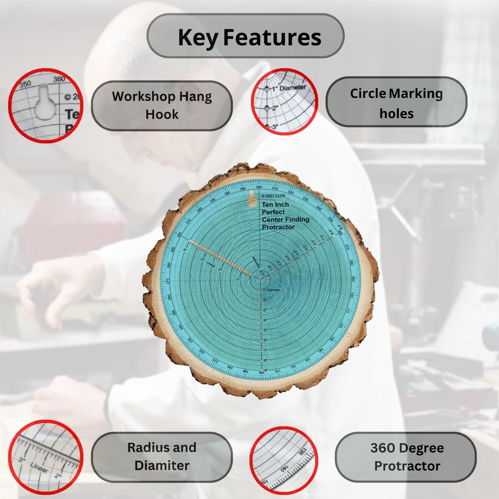 This Clearly Printed 10 Circle Center Finder Tool Protractor And Circle Maker T