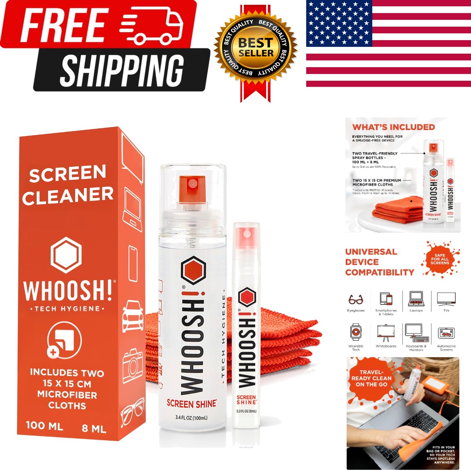 Screen Shine Duo - Screen Cleaner Spray for iPad, Monitor, Laptop, MacBook - ...
