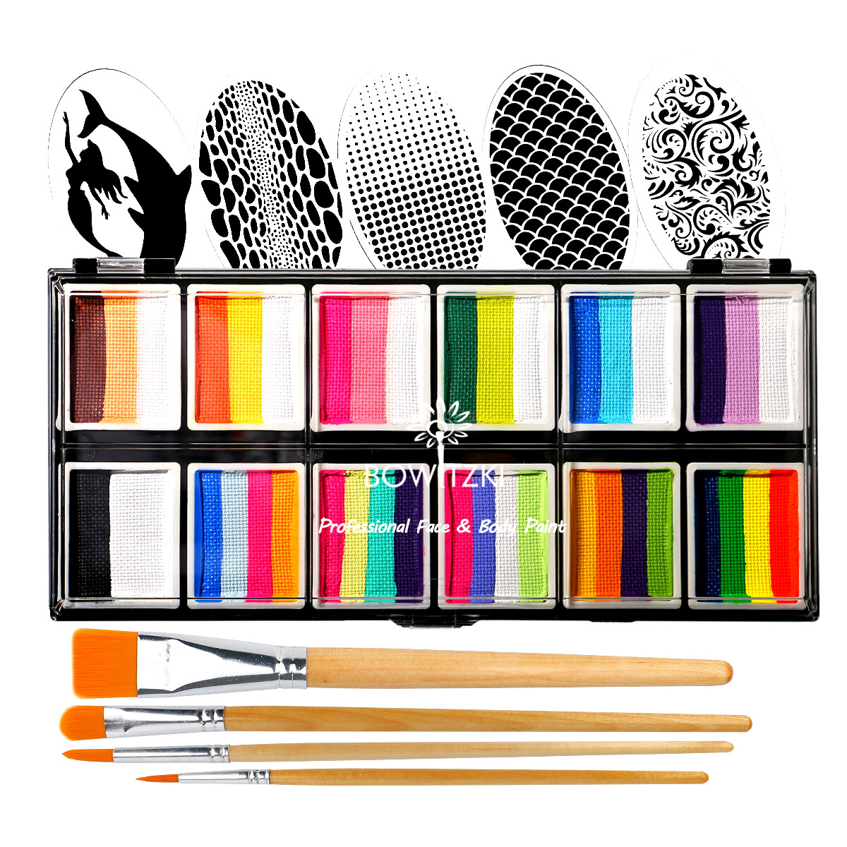 Bowitzki 12*10g Split Cake Palette for Halloween Makeup Kit Xmas Gift for Kids