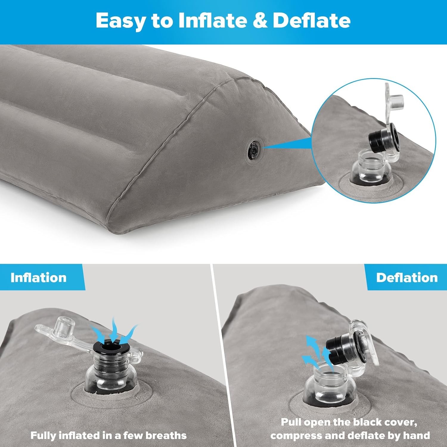 Inflatable Knee Wedge Pillow for Back Sleeping - Ultimate Under Knee Pillow
