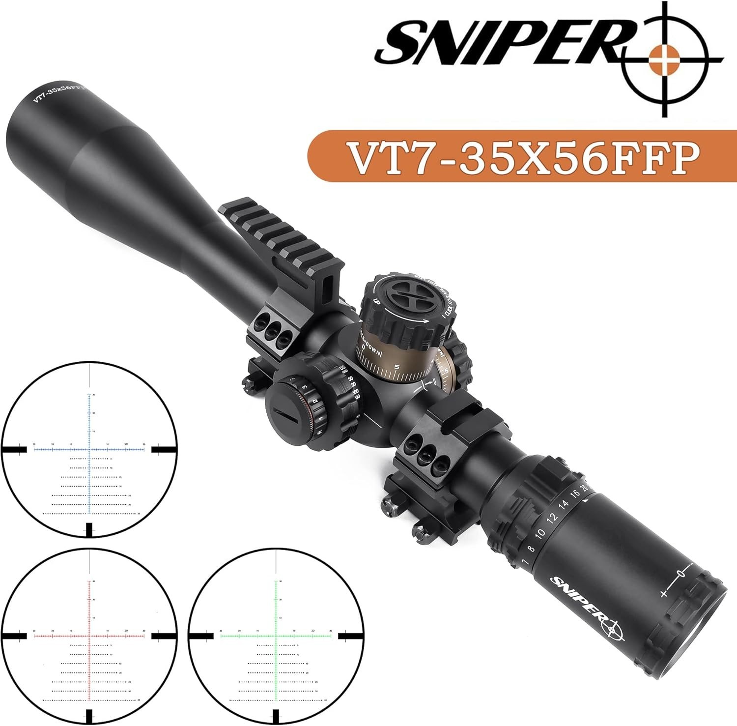 Sniper 7-35X56 35mm First Focal Plane Long Range Rifle Scope MIL Reticle