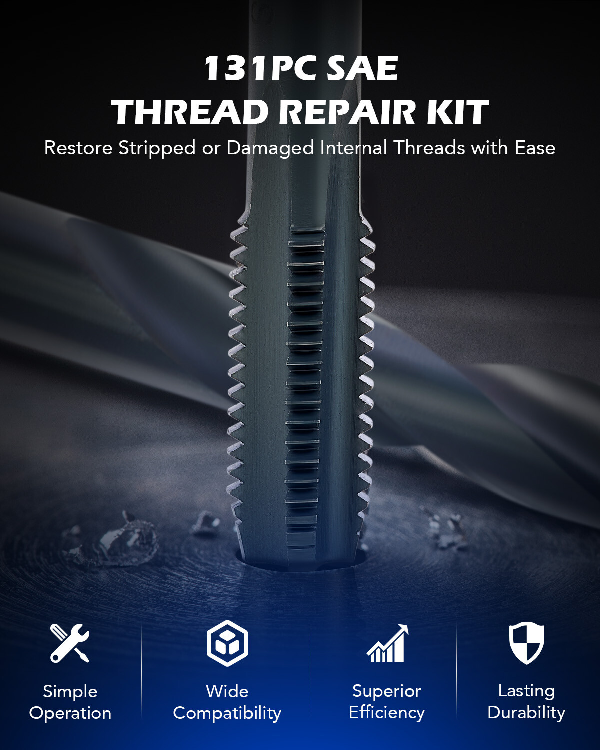 OMT 131pc Thread Repair Kit SAE Helicoil Pro Coil Tool Kit Rethreading Tools