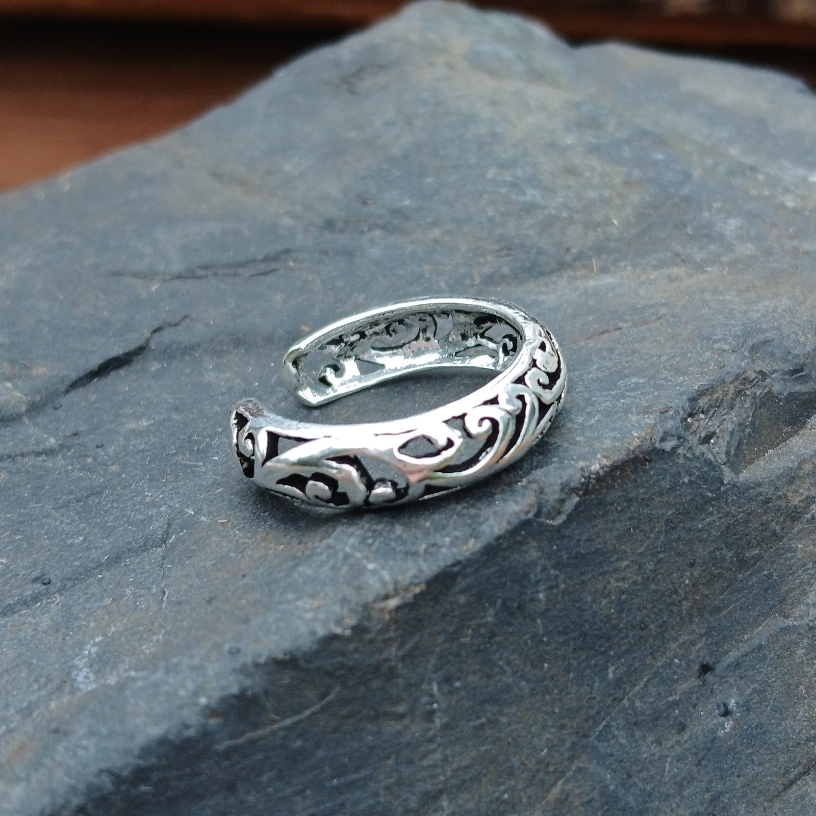 Sterling Silver Adjustable Filigree Pattern Toe Ring