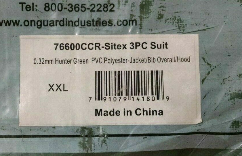 Protective Clothing /PVC Jacket/Bib Overall/Hood 3pc Suit/ XXL