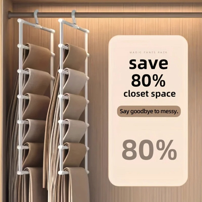 1pc Multi Layer Pants Hanger Rack Space Saving Closet Organizer - NEW