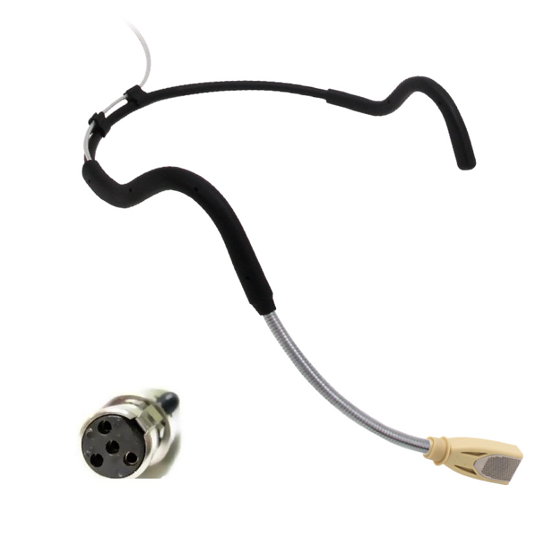 Fitness Headset Microphone Wired TA4F, for Shure Wireless Mics with Windscreen