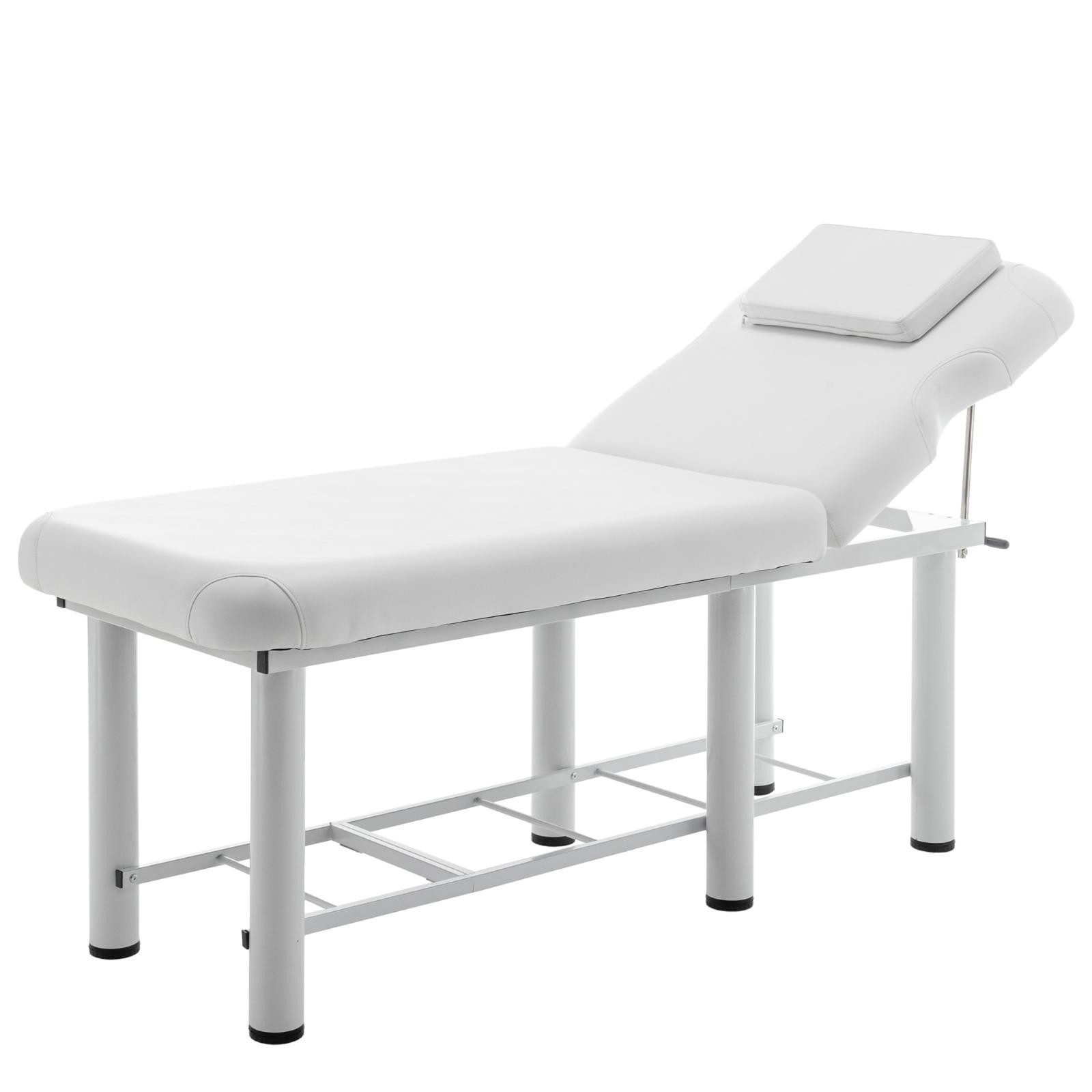 Premium Adjustable Massage Table in White with Storage Shelf, Reinforced