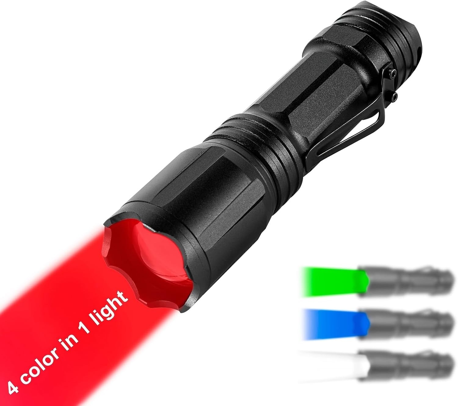 Lightweight Zoomable RGBW LED Flashlight - Perfect for Adventures & Night Vision