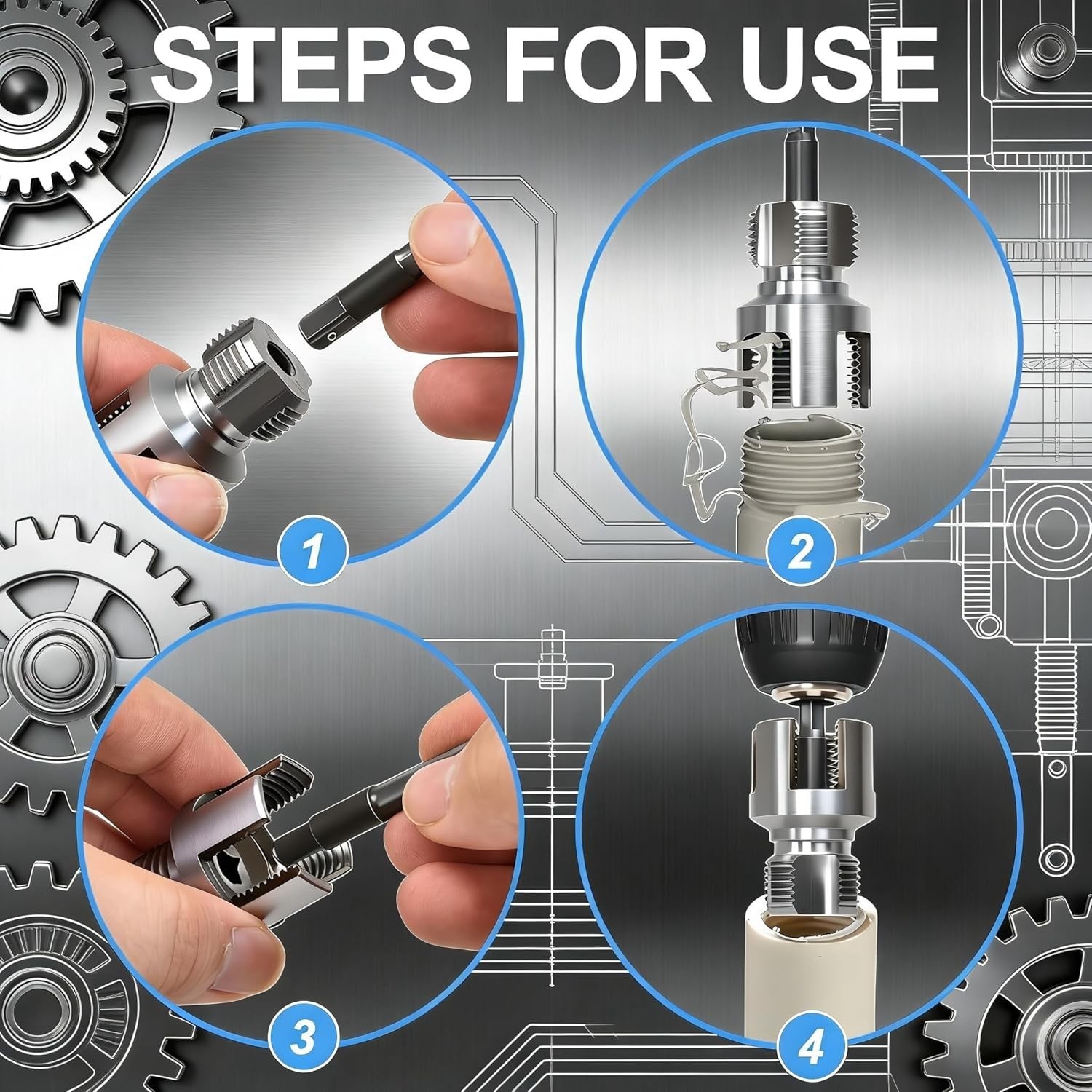 3Pcs Integrated Internal & External Pipe Threading Tool, Pipe Tapping and Thread