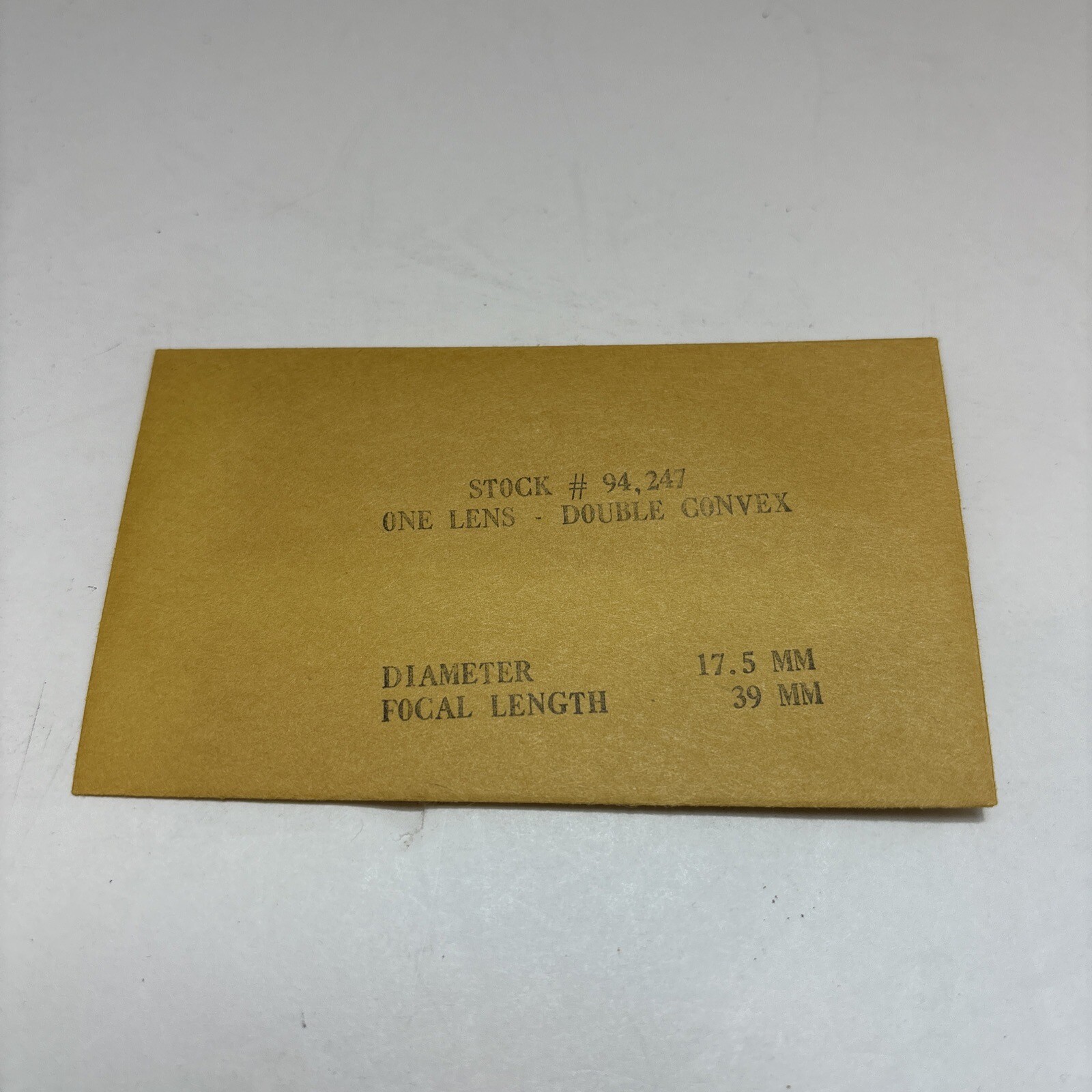 OPTICAL LENS DOUBLE CONVEX 17.5 DIAMETER FL 39mm LASER OPTICS #94,247