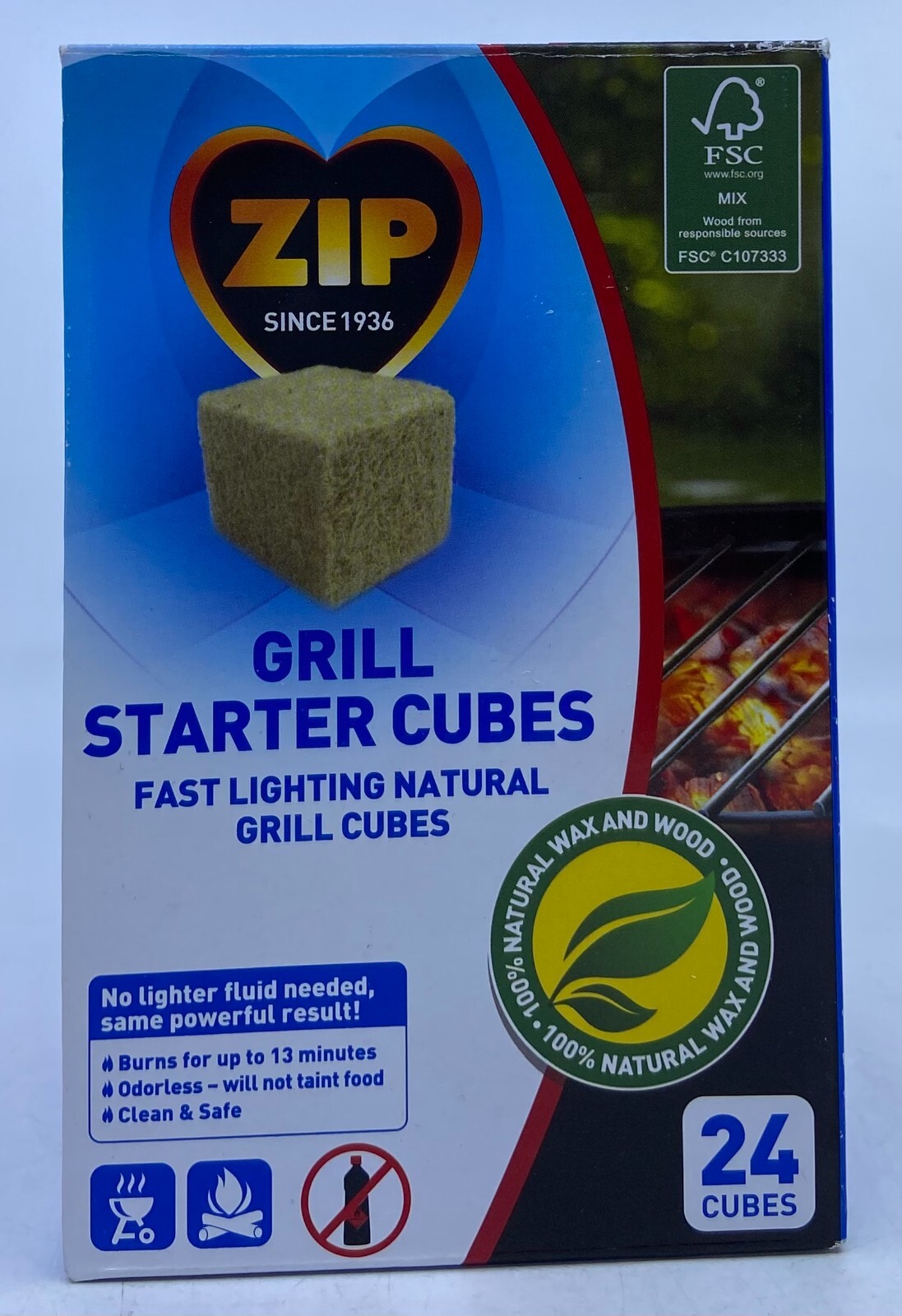 Zip Grill Starter Cubes Natural 24 Count Camping Grill Outdoor NEW