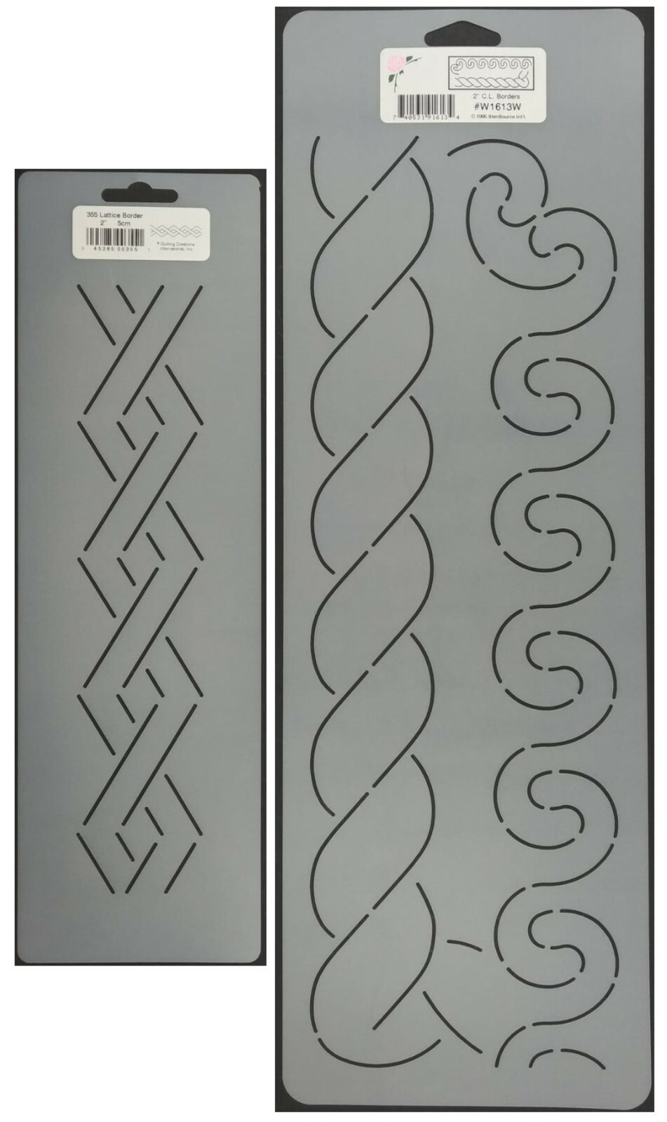 2 Quilting Stencils Lattice, Rope & Wave Swirl Border 2" Quilt Pattern Templates