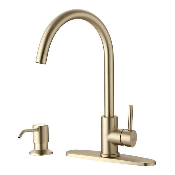 Yasinu Karwors Single Handle Kitchen Faucet 8003-4 - Brushed Gold (R)