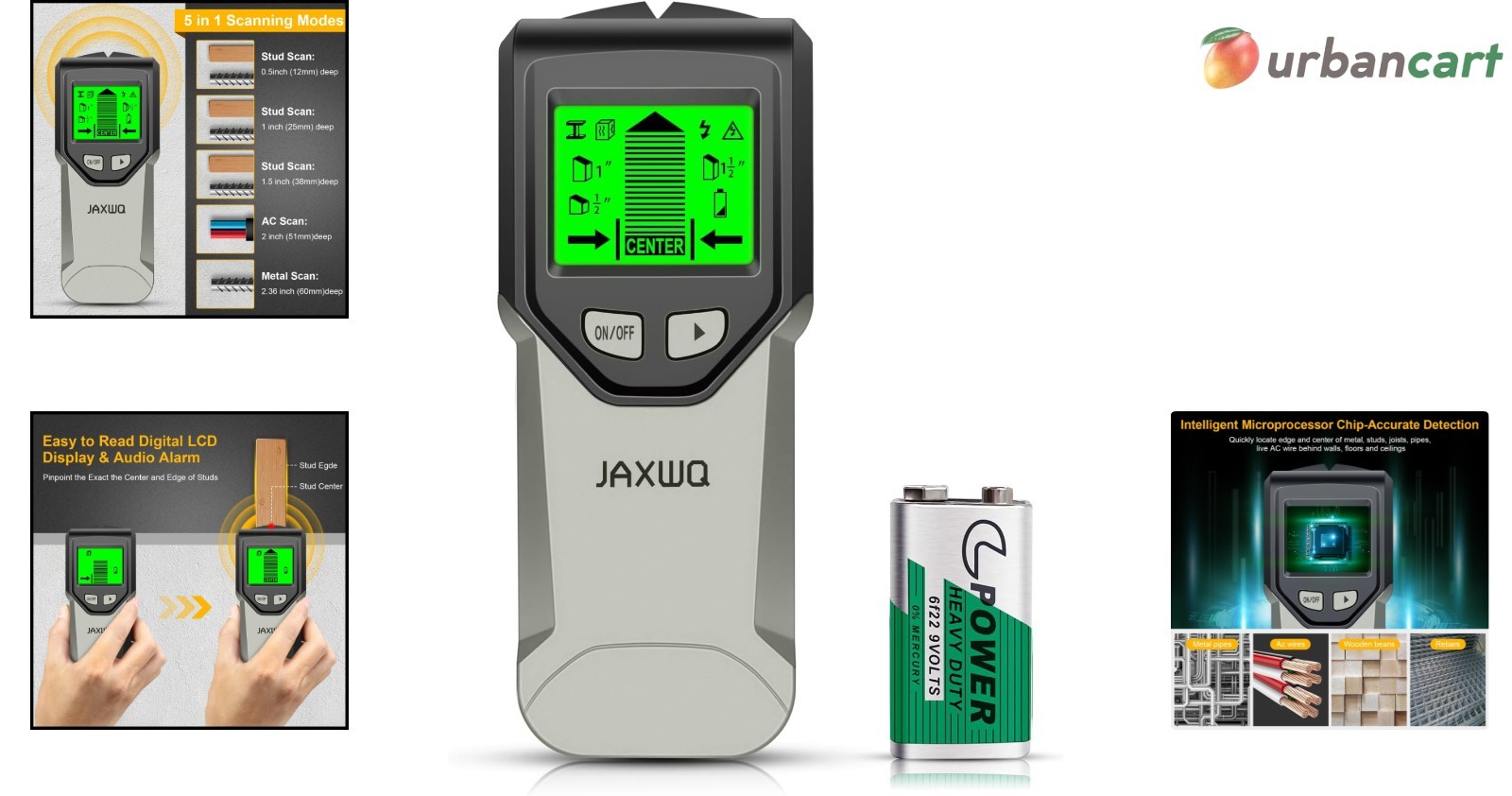 5-in-1 Stud Finder with HD LCD & Smart Chip