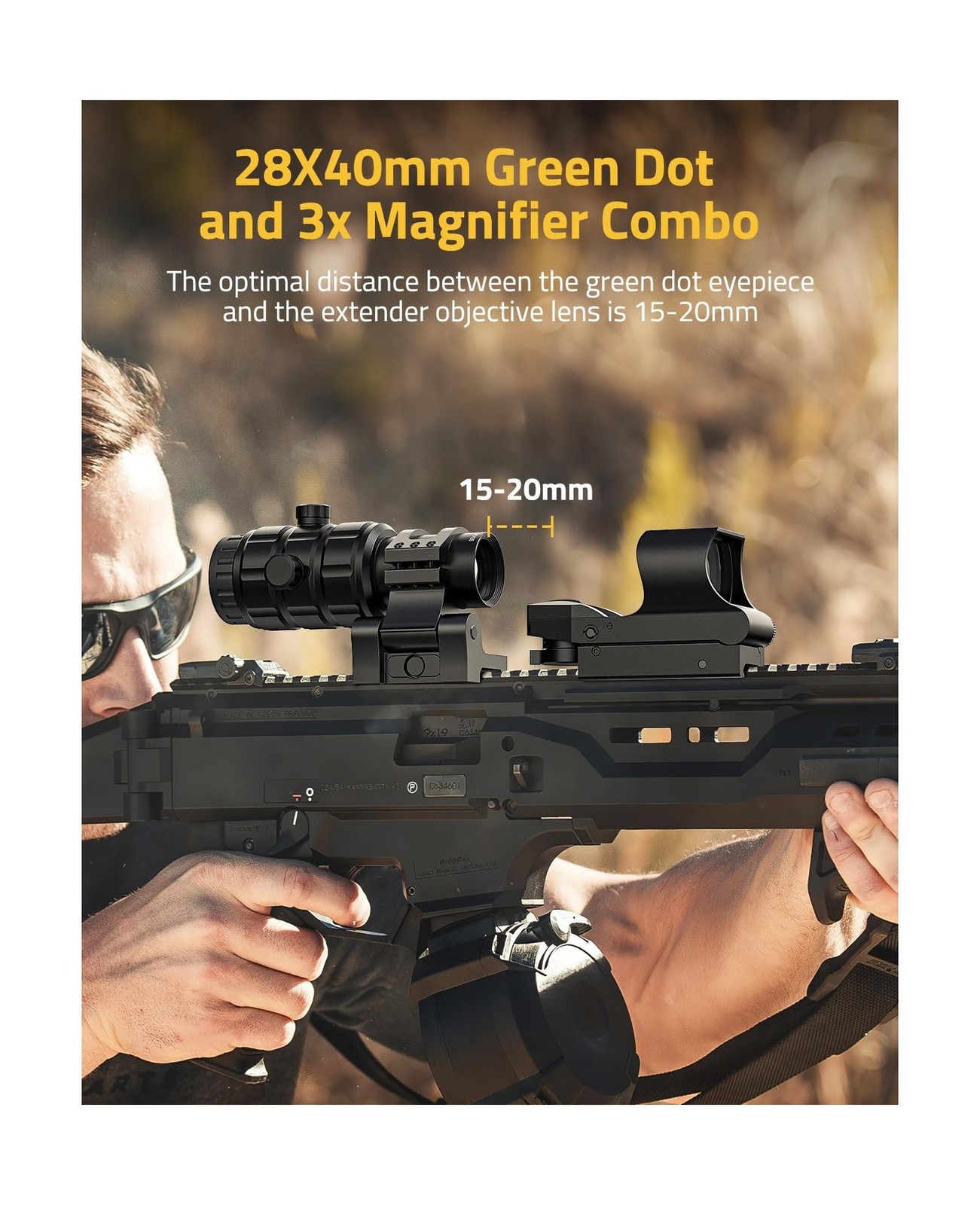 CVLIFE EagleFeather Multiple Reticle Red/Green Dot and Magnifier Combo, 40mm ...