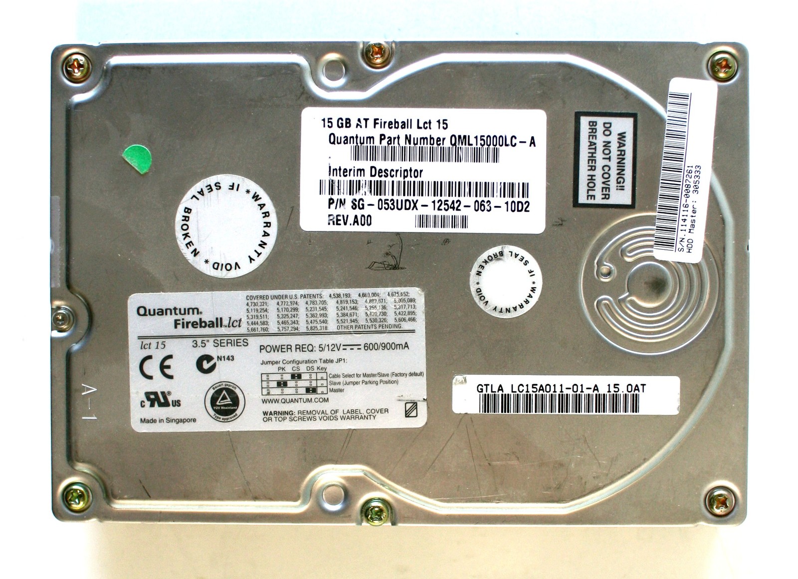 15gb at fireball lct 15, sg-053udx-12542, lc15a013-01-a, dfzxx, alc1 0f30