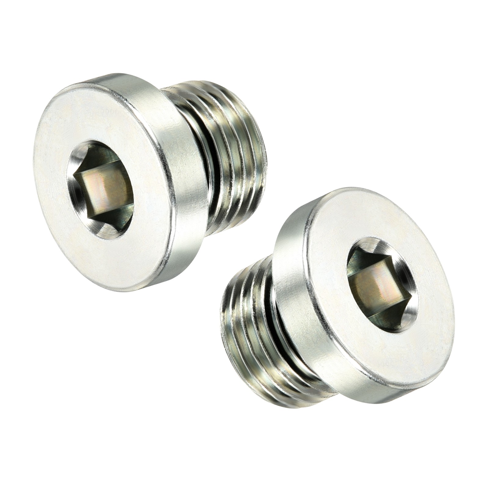 2 PACK M16*1.5 Hex Head Pipe Fitting Plug Male Thread 45# Steel w Sealing Ring