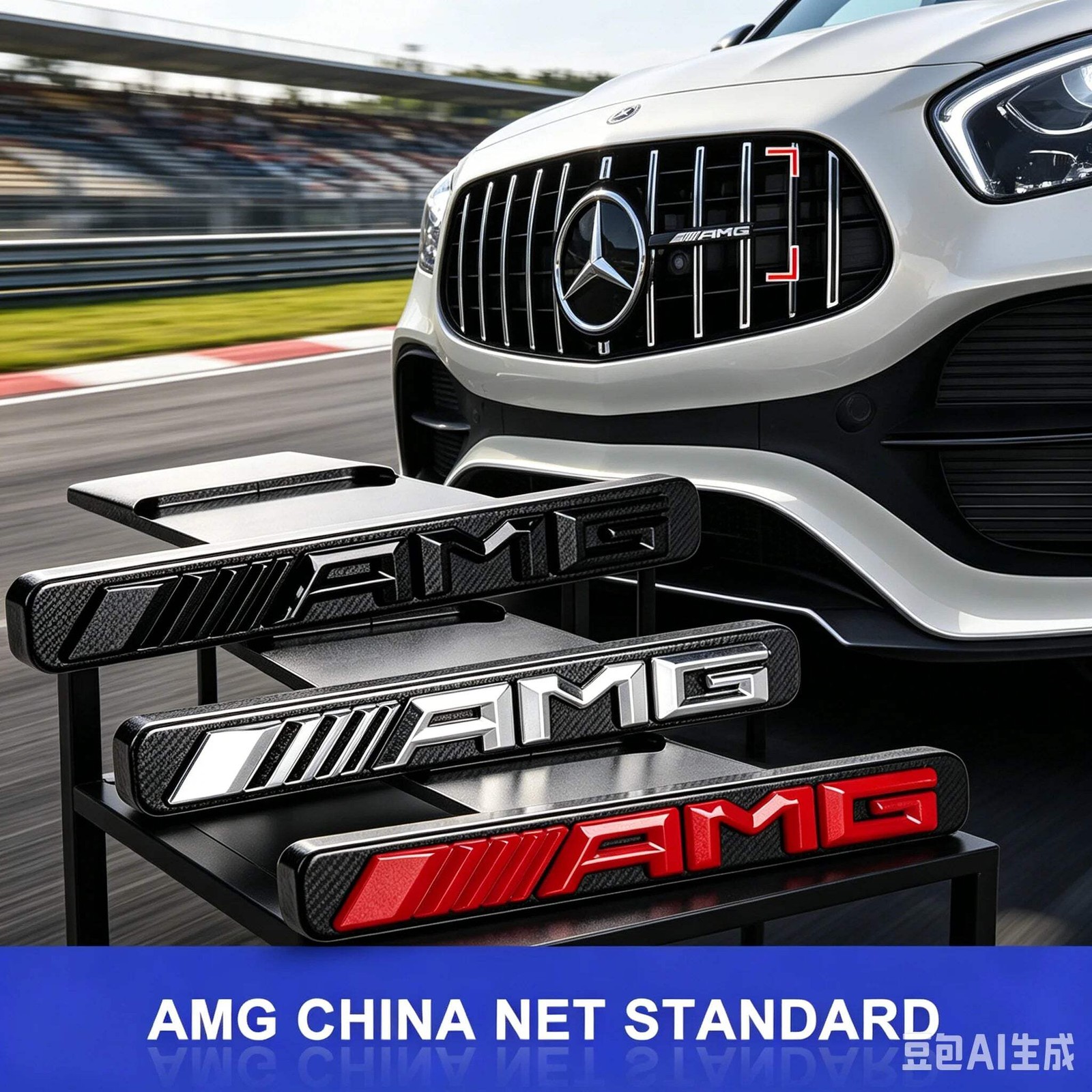 3D ABS Logo AMG Emblem Car Front Grille Badge Caps For Mercedes Benz GLC A B C E