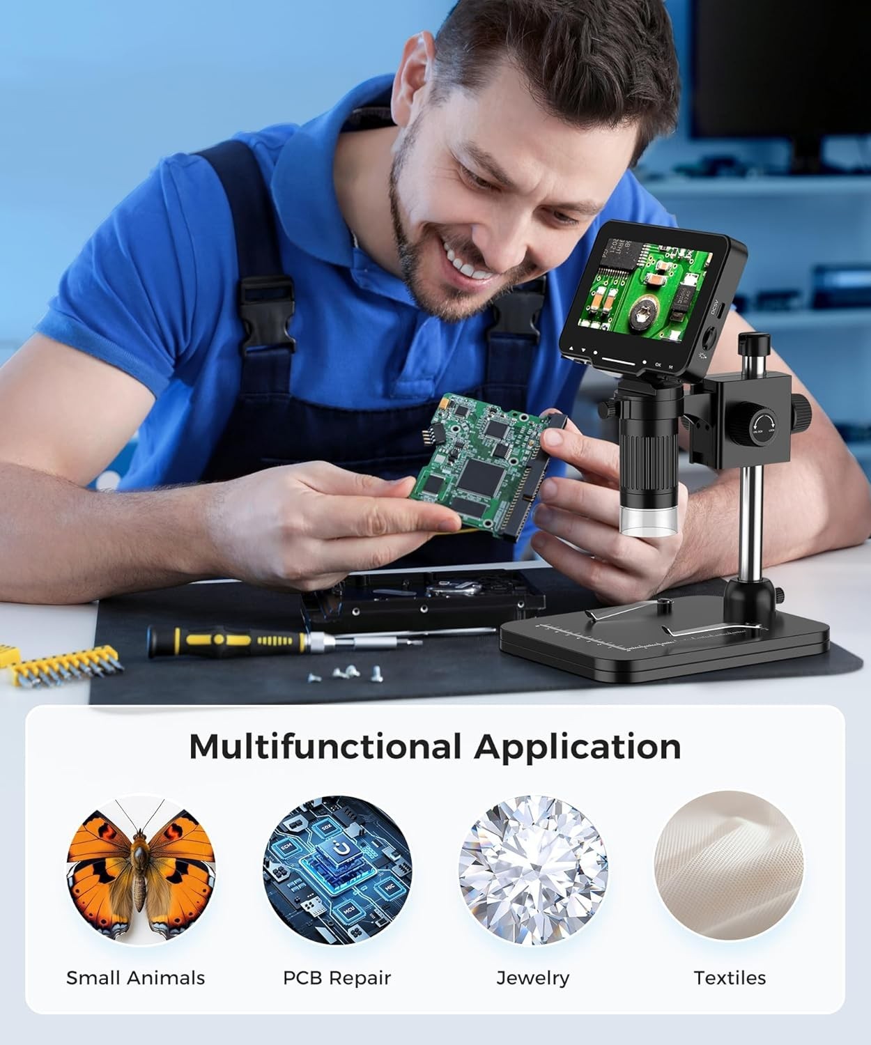 LCD Digital Microscope,4.3 Inch 1080P 10 Megapixels,10MP Camera Video Recorde...