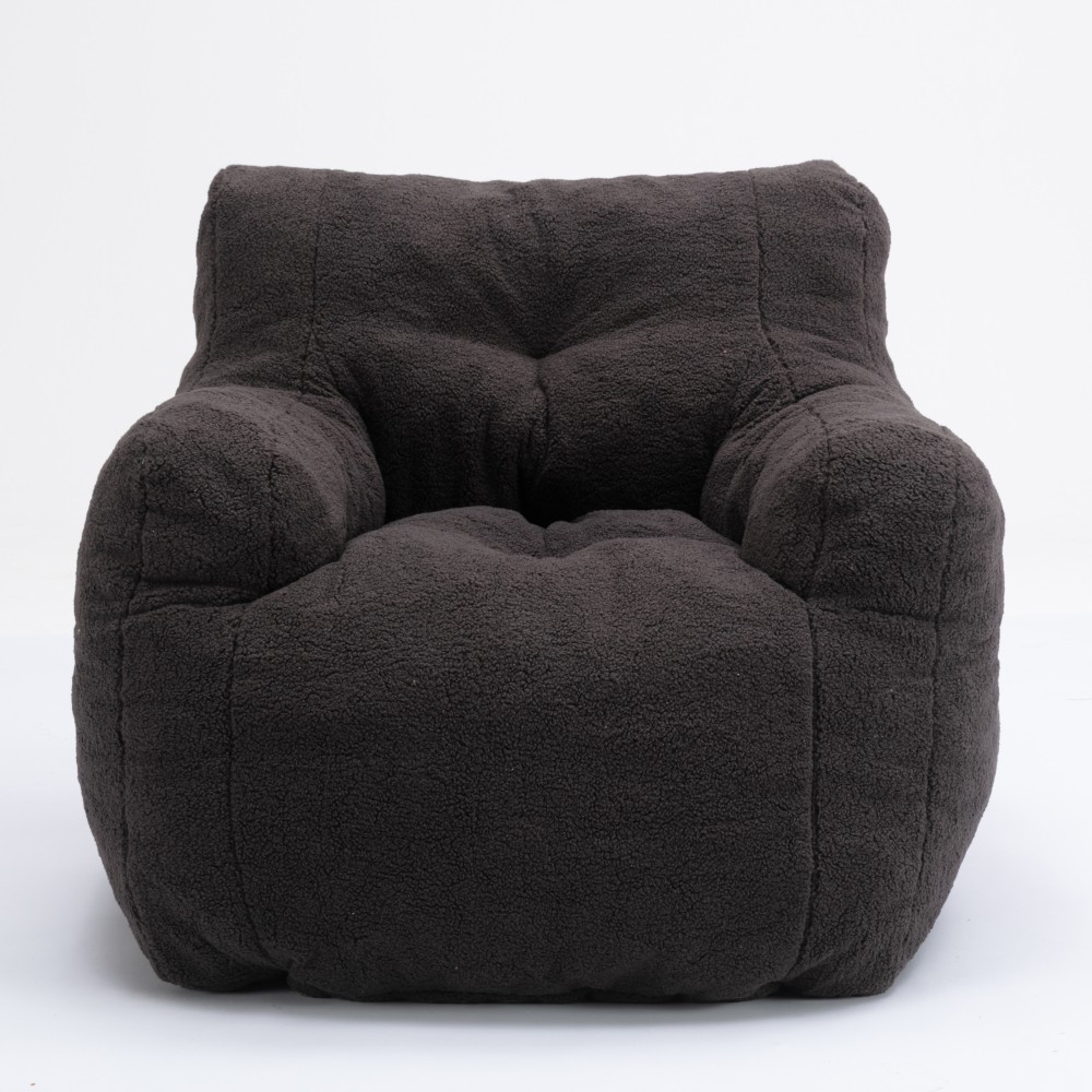 Plush Teddy Fabric Bean Bag Chair Tufted Foam Filled Comfortable Chair
