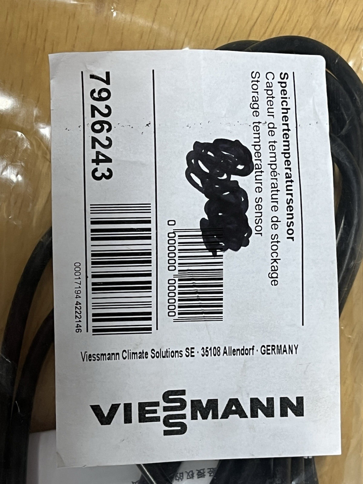 Viessmann Storage Temperature Sensor 7926243 Black Silver FREE SHIPPING!!!!