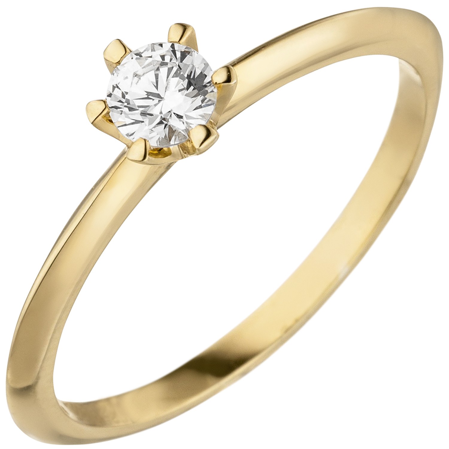 Jobo ladies' ring 585 gold yellow gold 1 diamond brilliant 0.25 ct. diamond ring solitaire