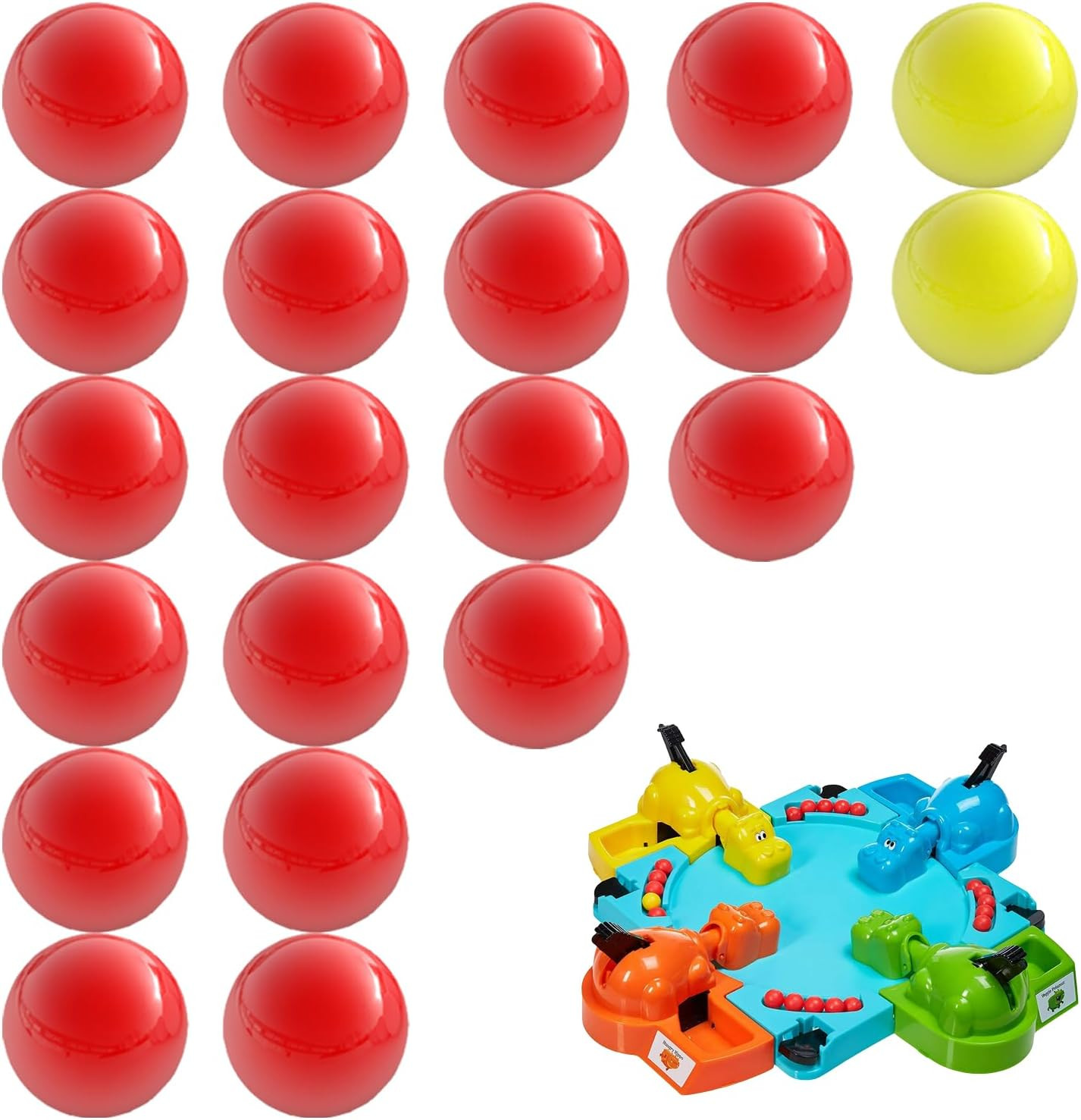 Replacement Marbles - Compatible with Hungry Hungry Hippos - 21 Pieces, 19 Red &