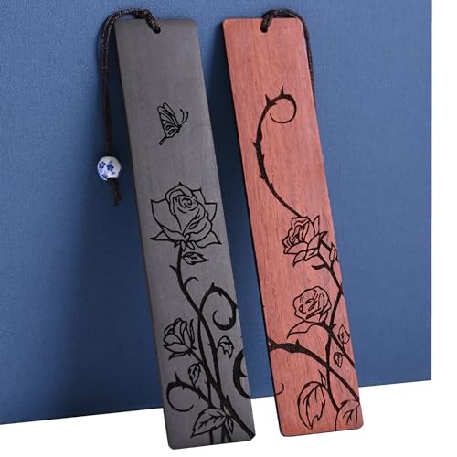Cute Bookmarks for Women, Pretty Flower Bookmarks Wooden Book Markers for Rose