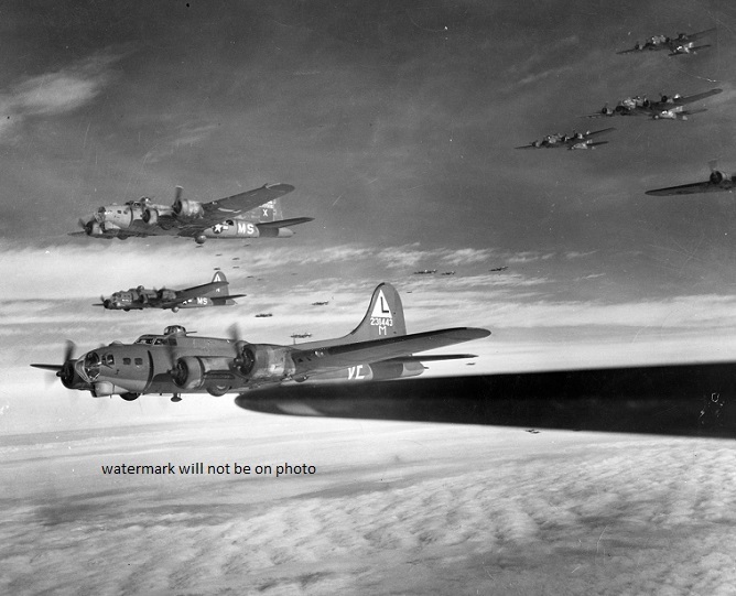Boeing B-17G Flying Fortress Bombers on way to Germany 8x10 WW2 WWII Photo 378
