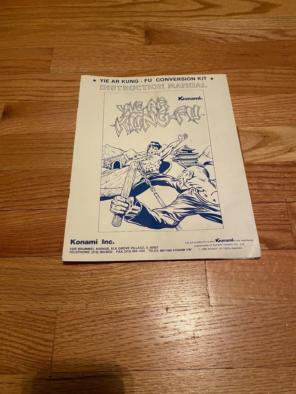 Yie Ar Kung-Fu conversion kit instruction manual, Konami 1985