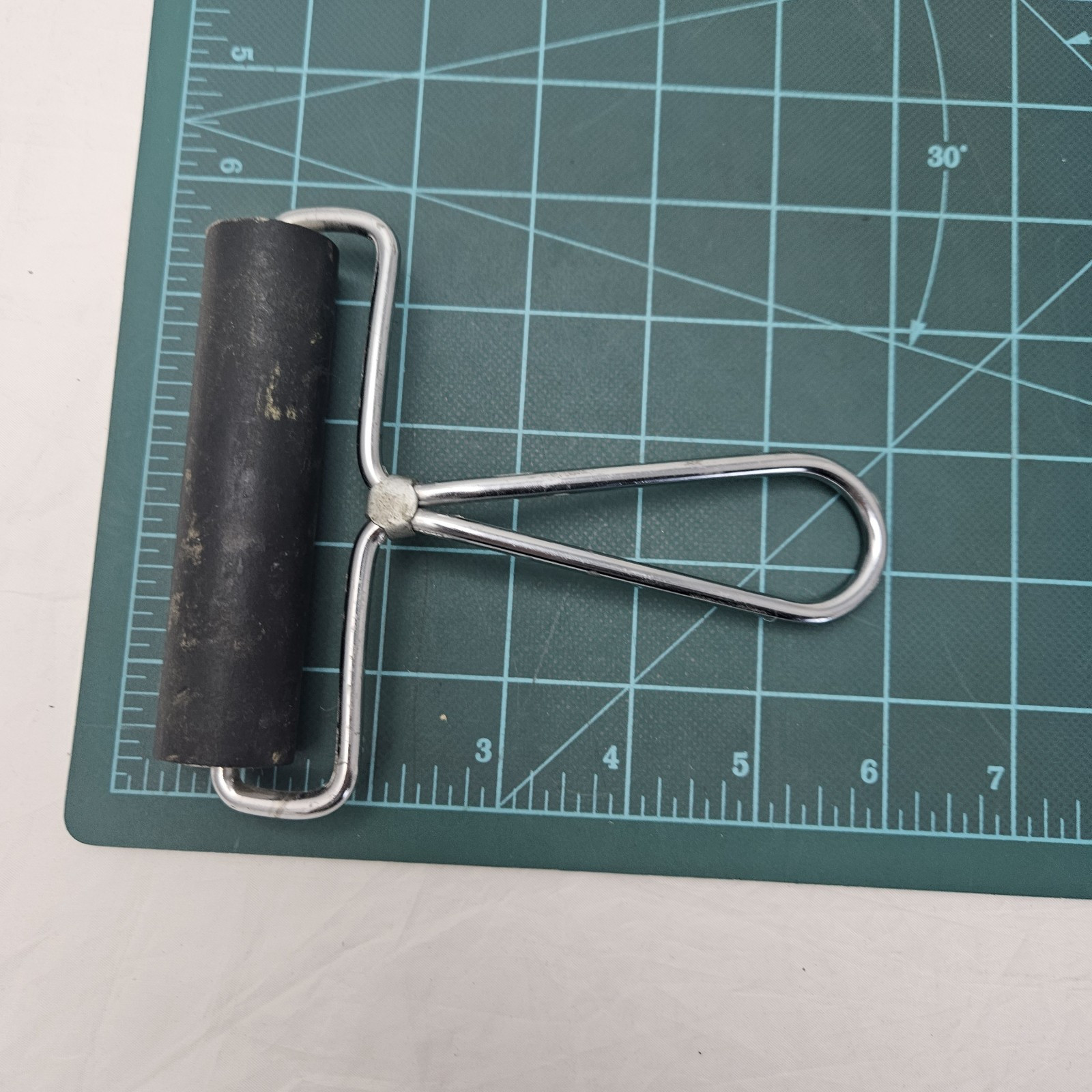 Vintage RollRite 4" Soft Rubber Hand Roller Inking Block Art Printing Ink