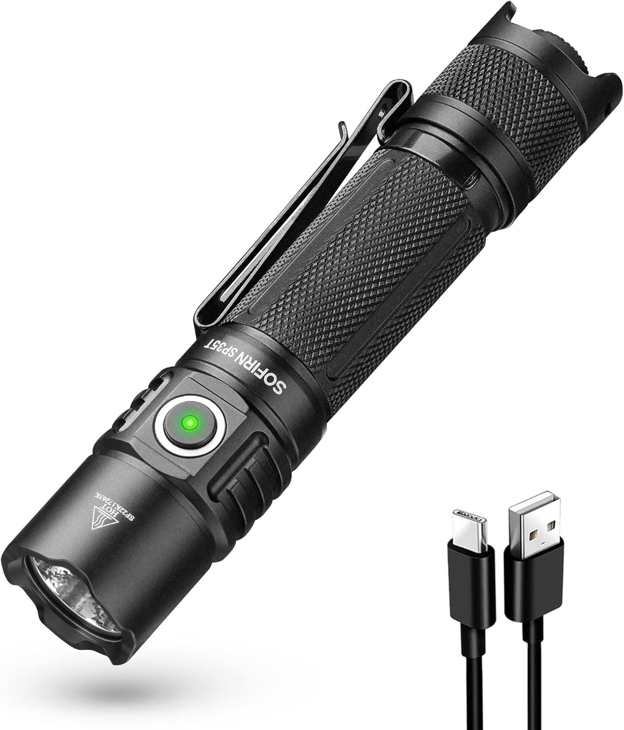 3800 Lumens Super Bright Pocket LED Flashlight Rechargeable with Dual Switch