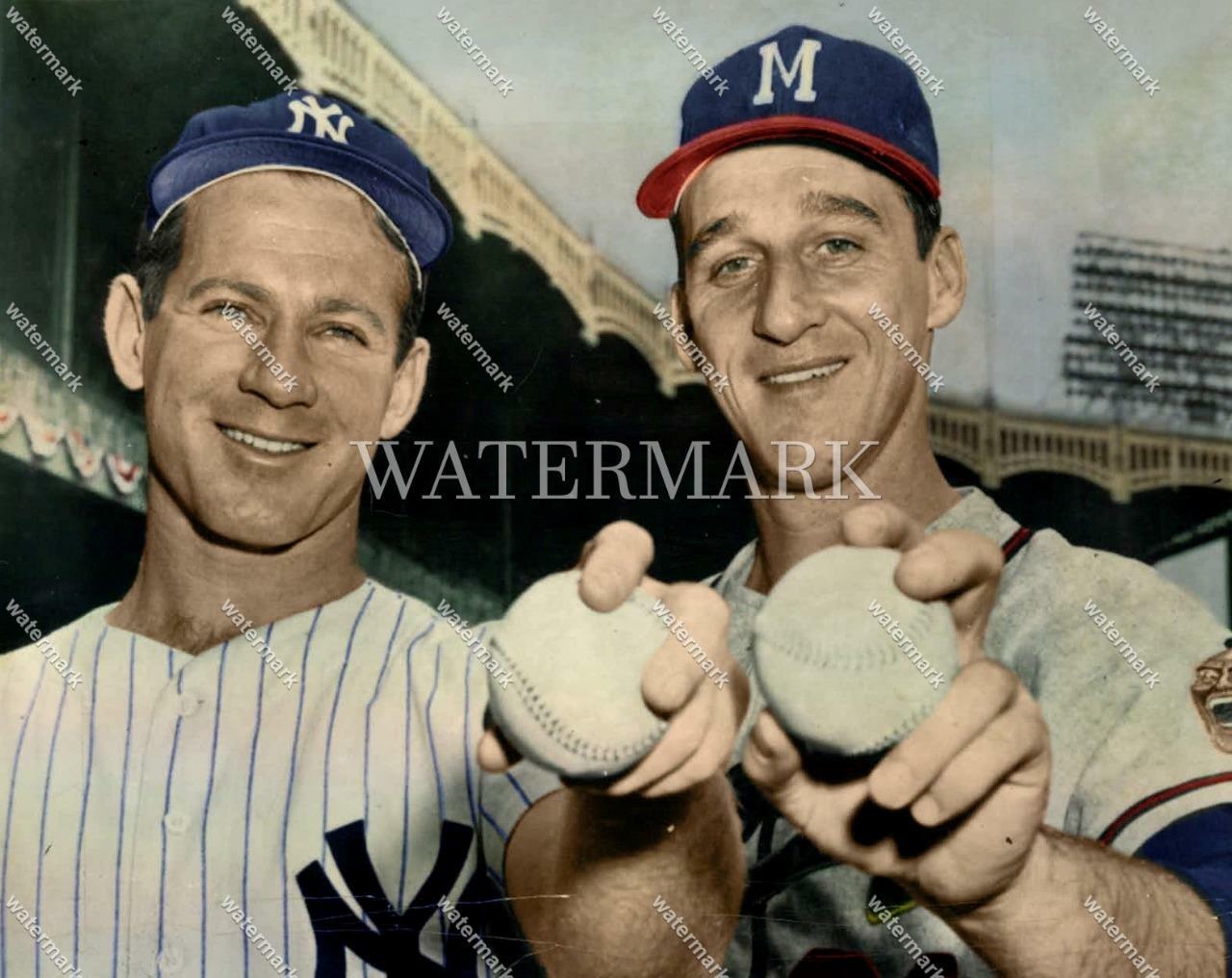 DI760 Whitey Ford Yankees - Warren Spahn Braves 8x10 11x14 16x20 Colorized Photo