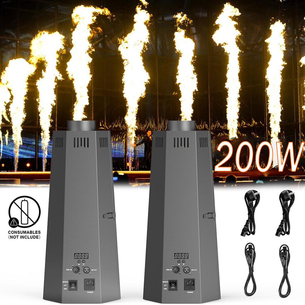 2PCS Fire Machine Stage Effect Dmx Flame Thrower Flame Projector DJ Halloween