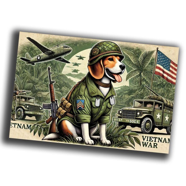 nice vintage military dog retro Vietnam war Photo Glossy 4*6 in V54