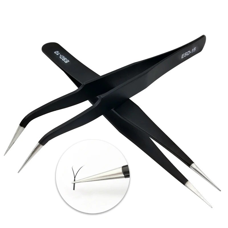 1PC Lashes Tools Tweezers With Fiber Tips for Volume False Eyelash Extensions Tw