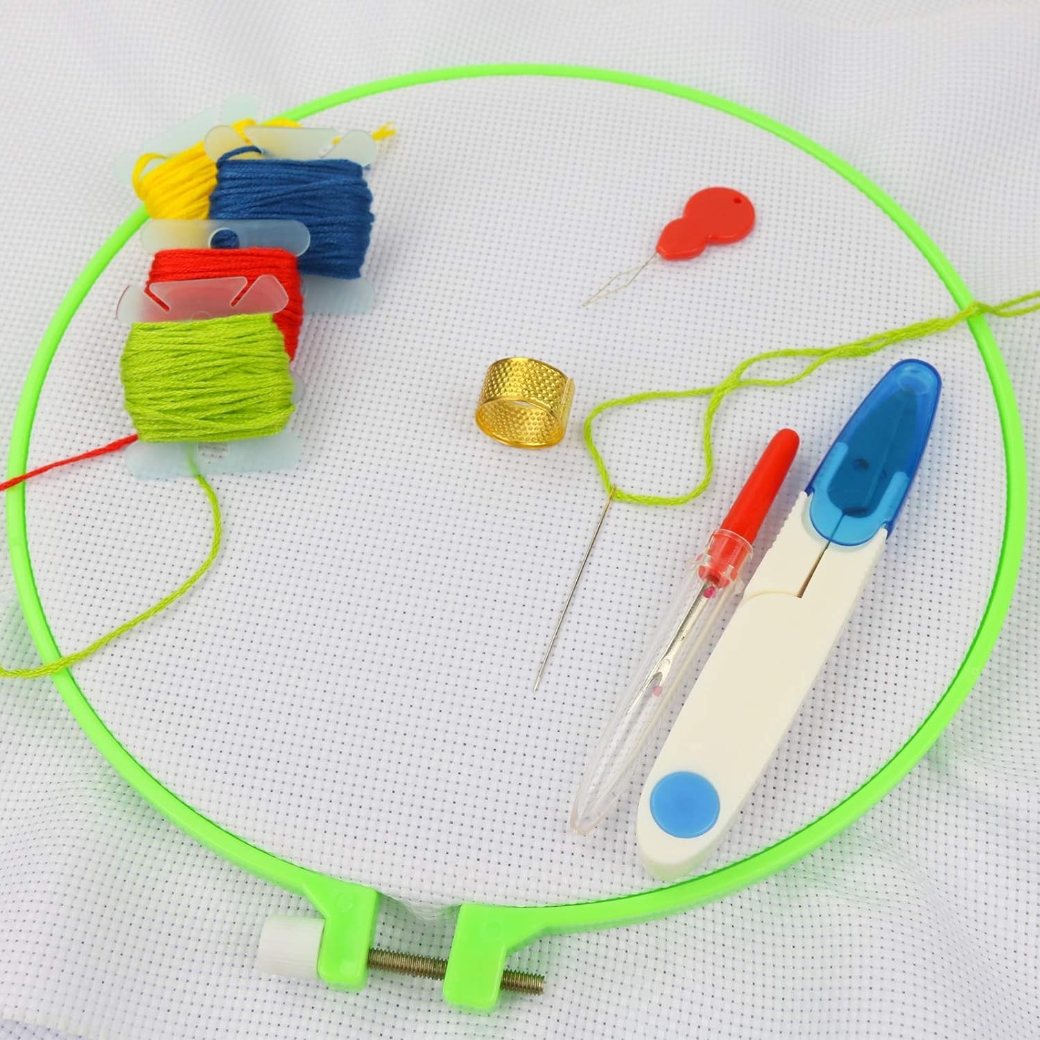 Similane 6 Pieces Embroidery Hoops, Plastic Circle Cross Stitch Multicolor