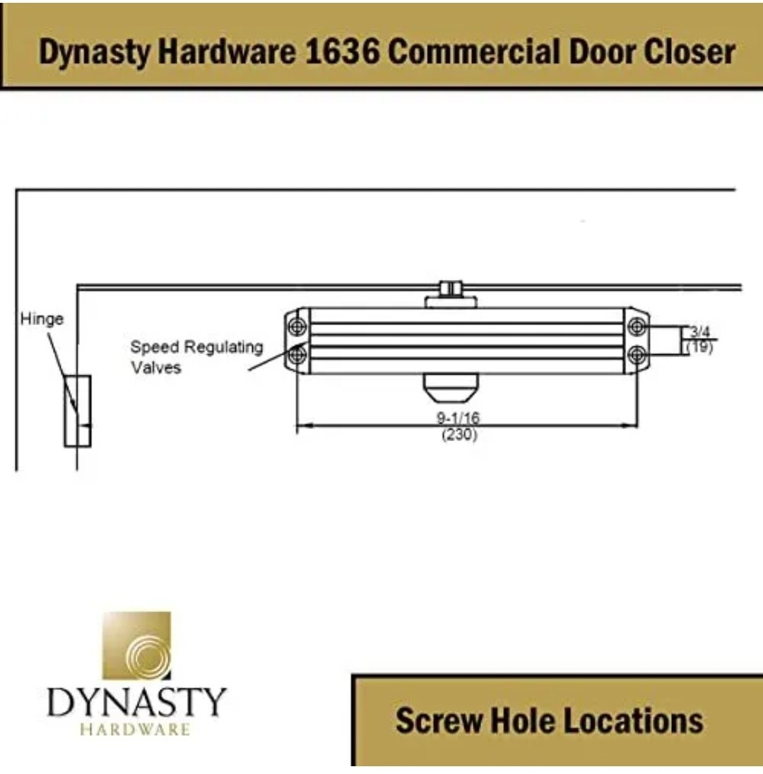 Dynasty Door Closer Adjustable Spring Size 3-6 Hydraulic Automatic Door Close...